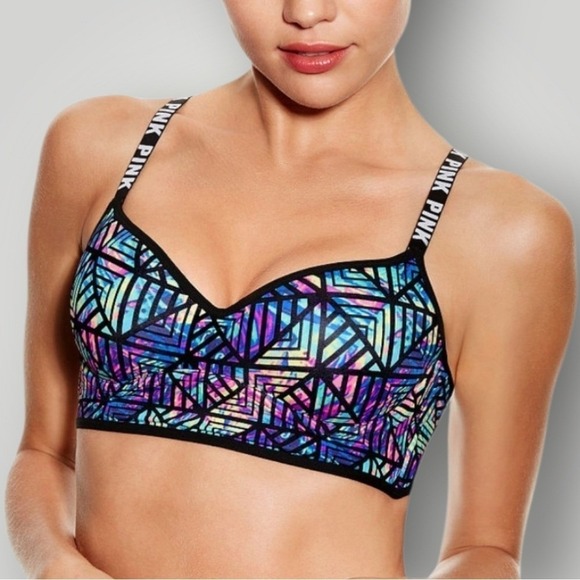 PINK Victoria's Secret Other - PINK Victoria's Secret Bralette Small Holographic Geometric Print Y2K Retro